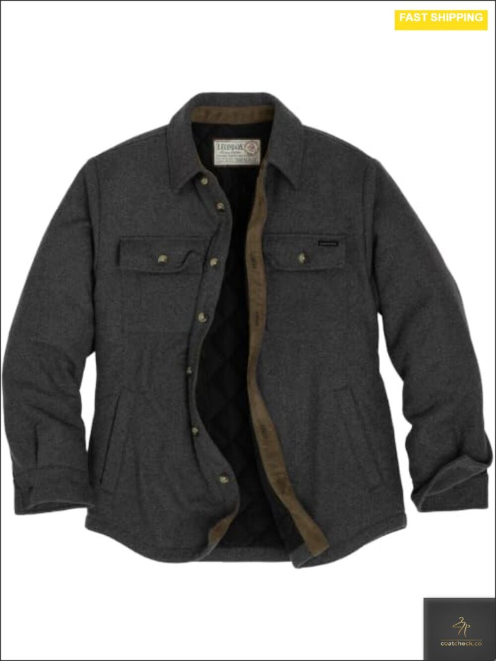 Men's Heavyweight Wool Blend Insulated Button Up Shirt Jacket